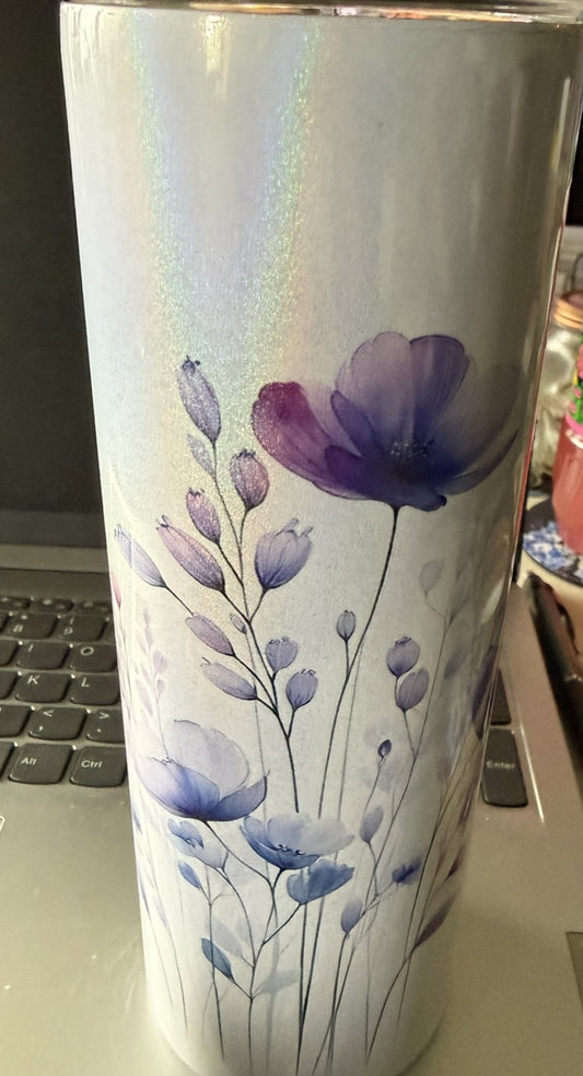20 oz Purple Flowers Tumbler