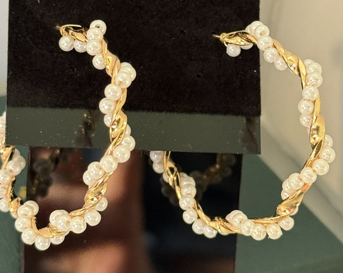 Pearly Twist Hoops