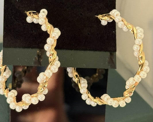 Pearly Twist Hoops
