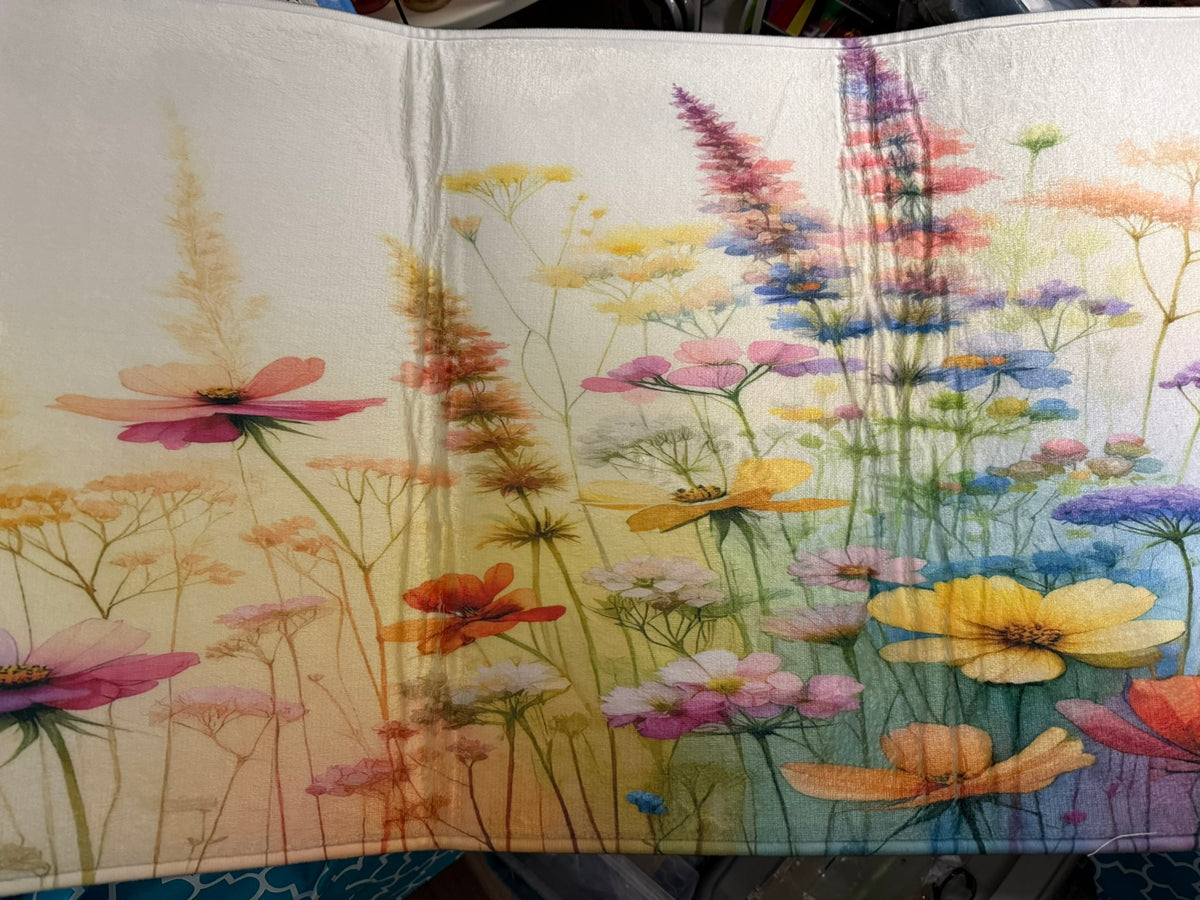 Colorful Wild Flowers Kitchen Mat