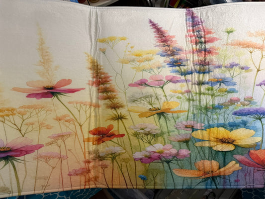 Colorful Wild Flowers Kitchen Mat