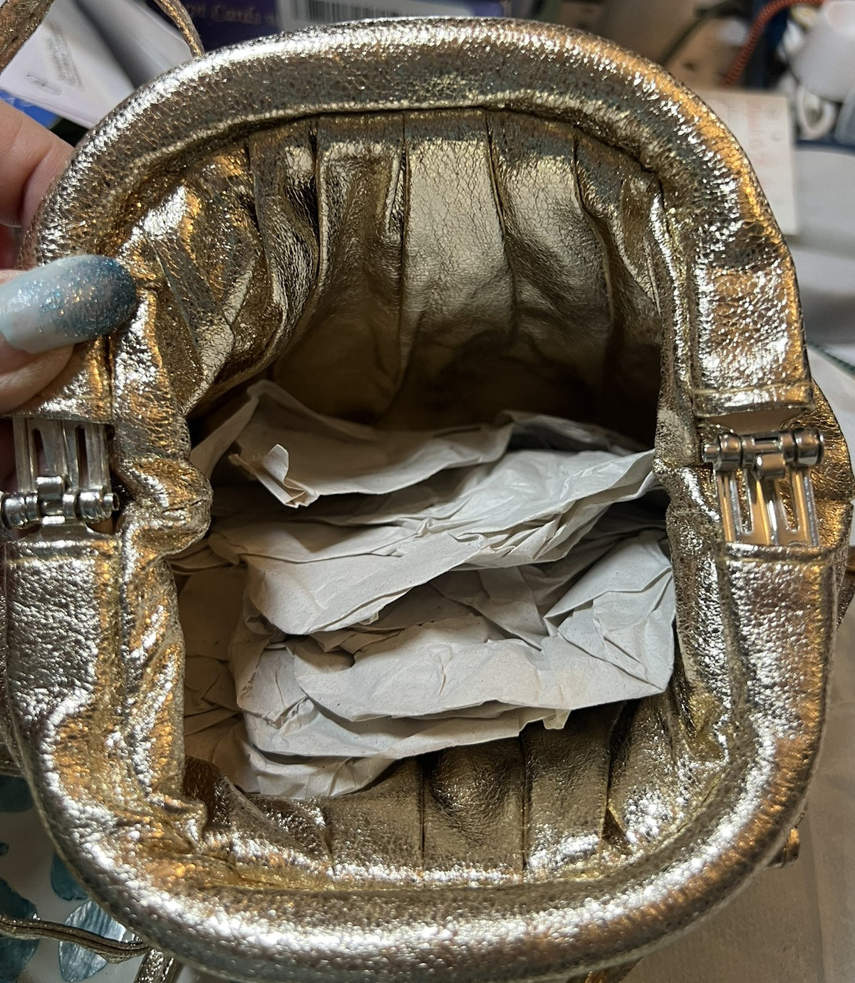Pre Loved Vintage gold lame Clutch