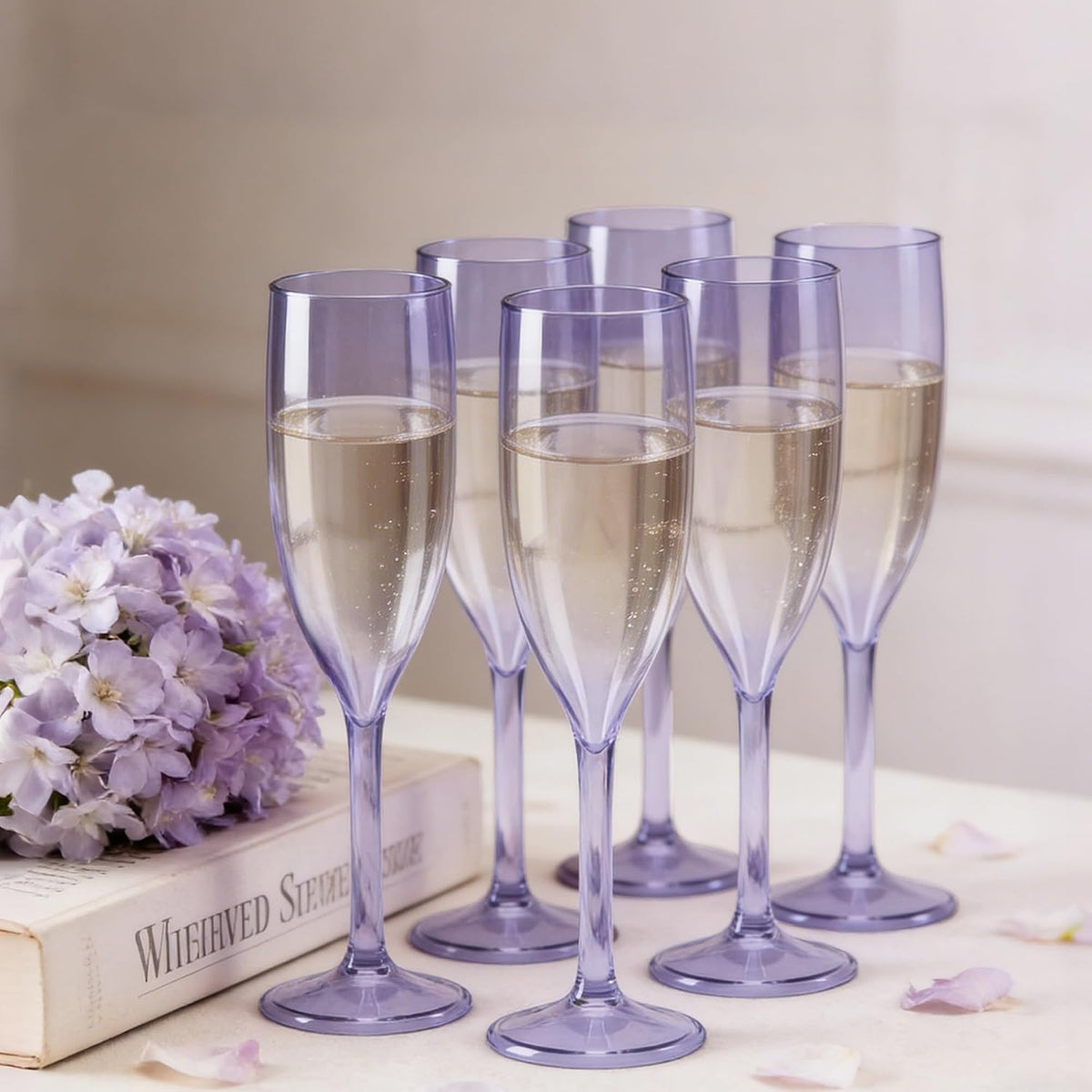 Acrylic Champagne Flute Set (6)-Purple
