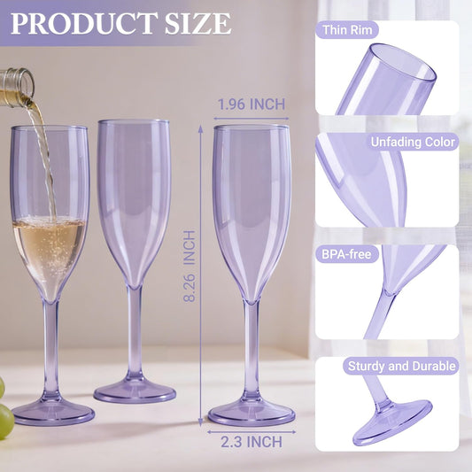 Acrylic Champagne Flute Set (6)-Purple