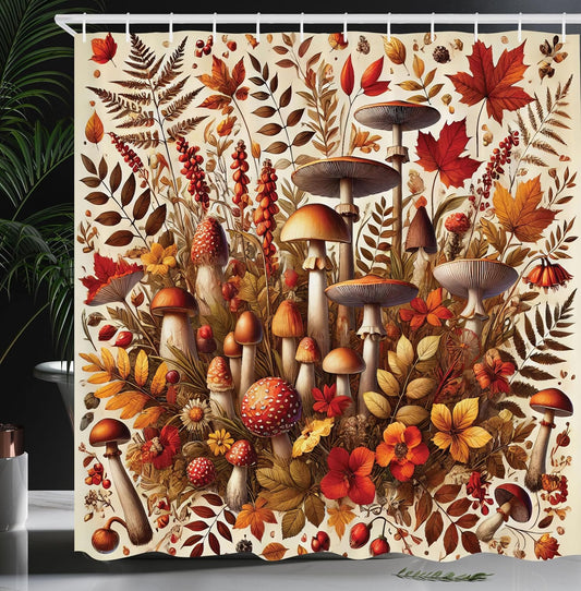 Fall Shower Curtain, Woodland Botanical Bloom